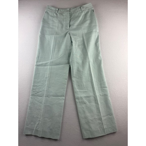 Talbots Pants - Talbots Petites Sage Green Linen Blend Wide Leg Trousers Pants Size 8P Italian